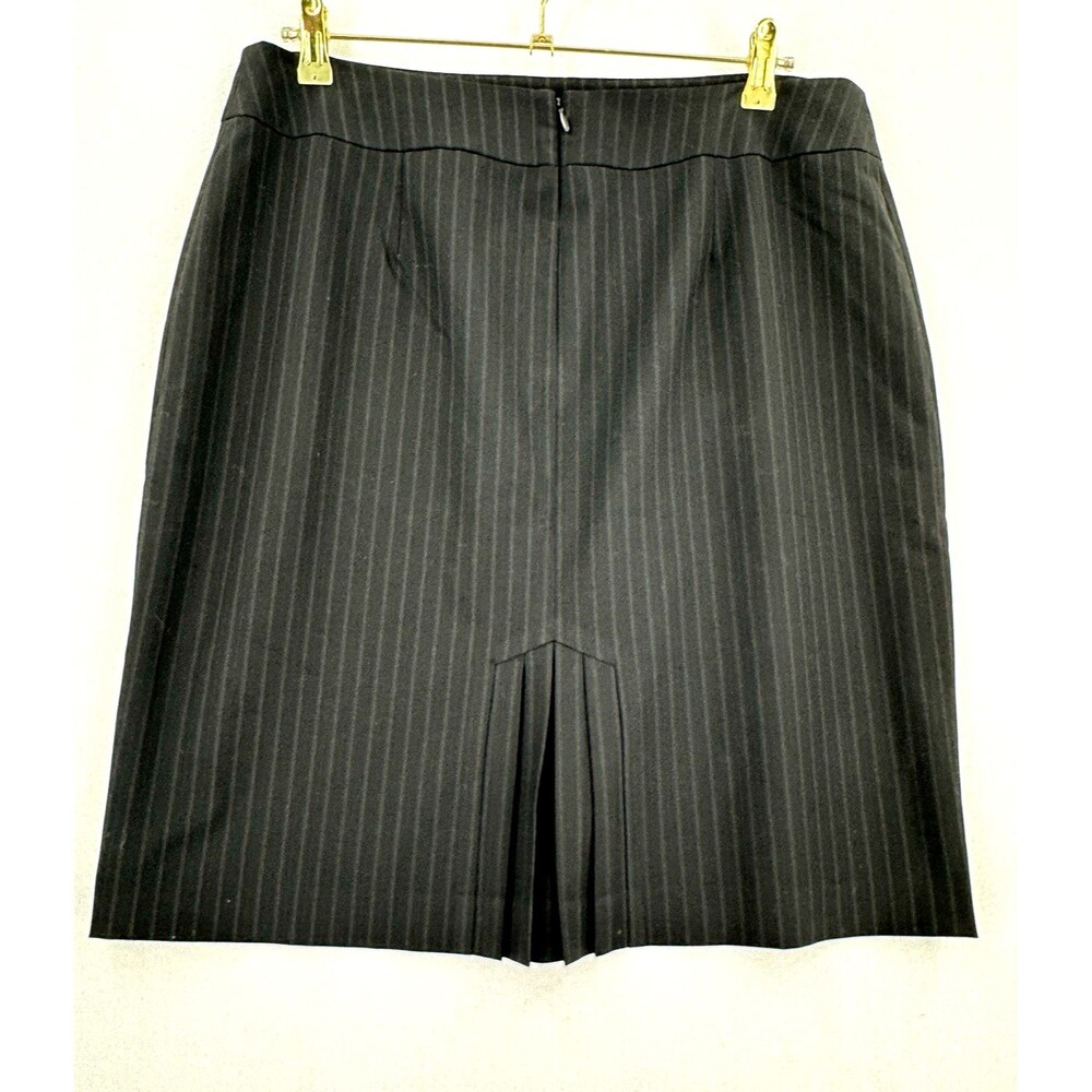 Antonio Melani Skirt 14 Black Pinstripe Pleated Pencil Career Office Lined Midi
